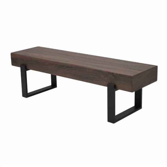 Cterwk Wood Frame Dining Bench with Metal Base, 59" Rectangle Shoe Bench for Bedroom, Entryway, Dining Room