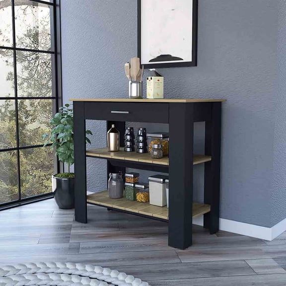 Cterwk Wood Kitchen Island with 2 Shelves and 1 Drawer, Island Table for Living Room, Dining Room