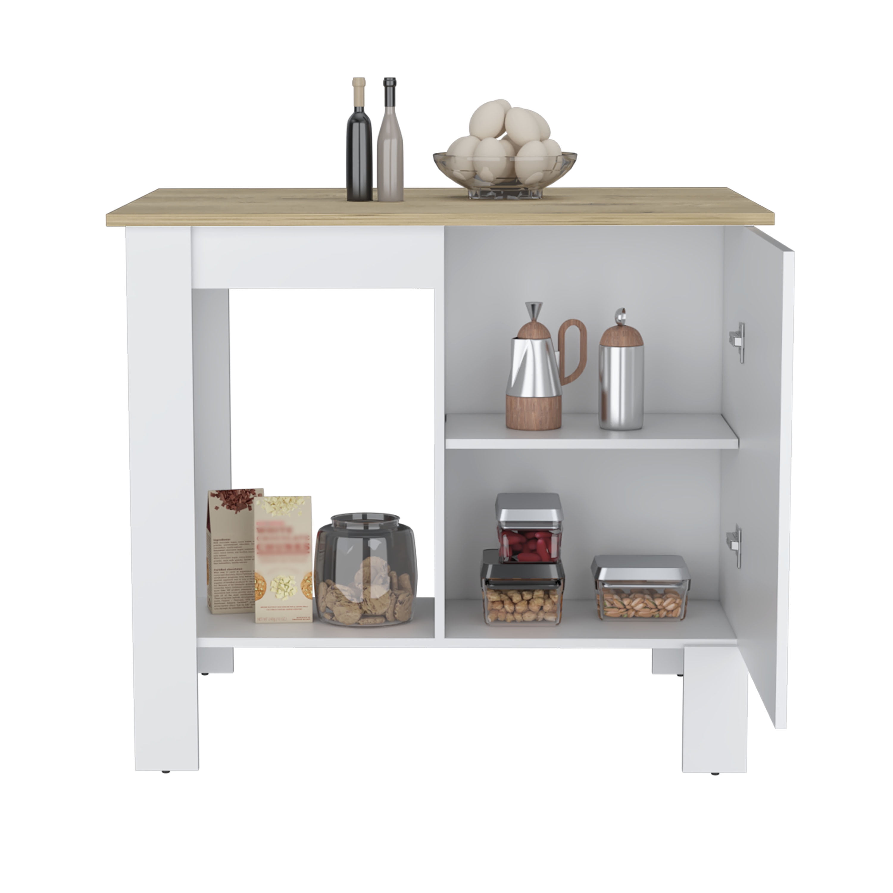 Cterwk Wood Kitchen Island with Single Door Cabinet and Open Shelf ...