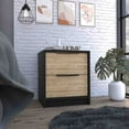 thumbnail image 1 of Cterwk Wood Nightstand with 2 Drawers, Beside Table for Home, Bedroom, Office, Black + Brown, 1 of 4