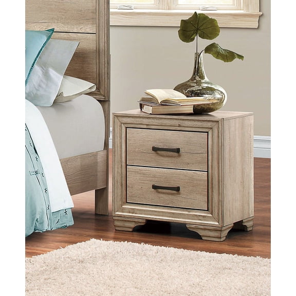 Cterwk Wood Nightstand with and Handle, 2 Drawers Beside Table for Bedroom, Living Room