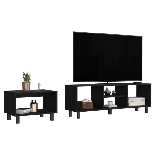 Cterwk Wood TV Stand and Coffee Table Set for Living Room, Office