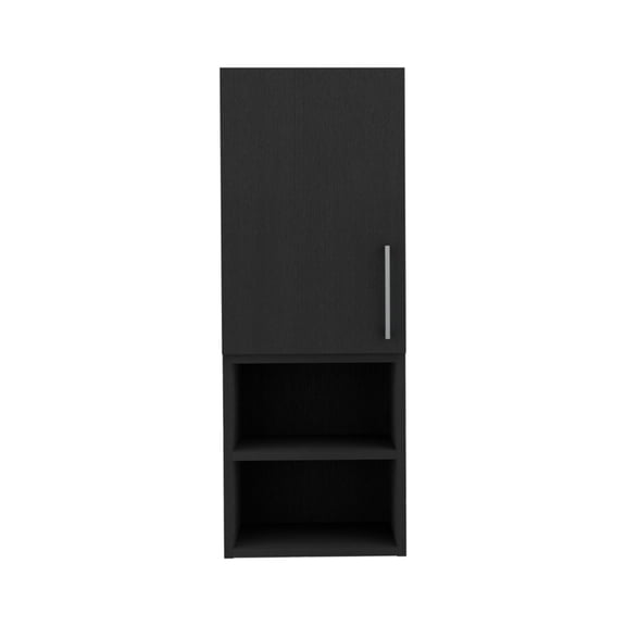 Cterwk Wood Wall Cabinet with 2 Open Shelf and 2 Inner Shelf, Black