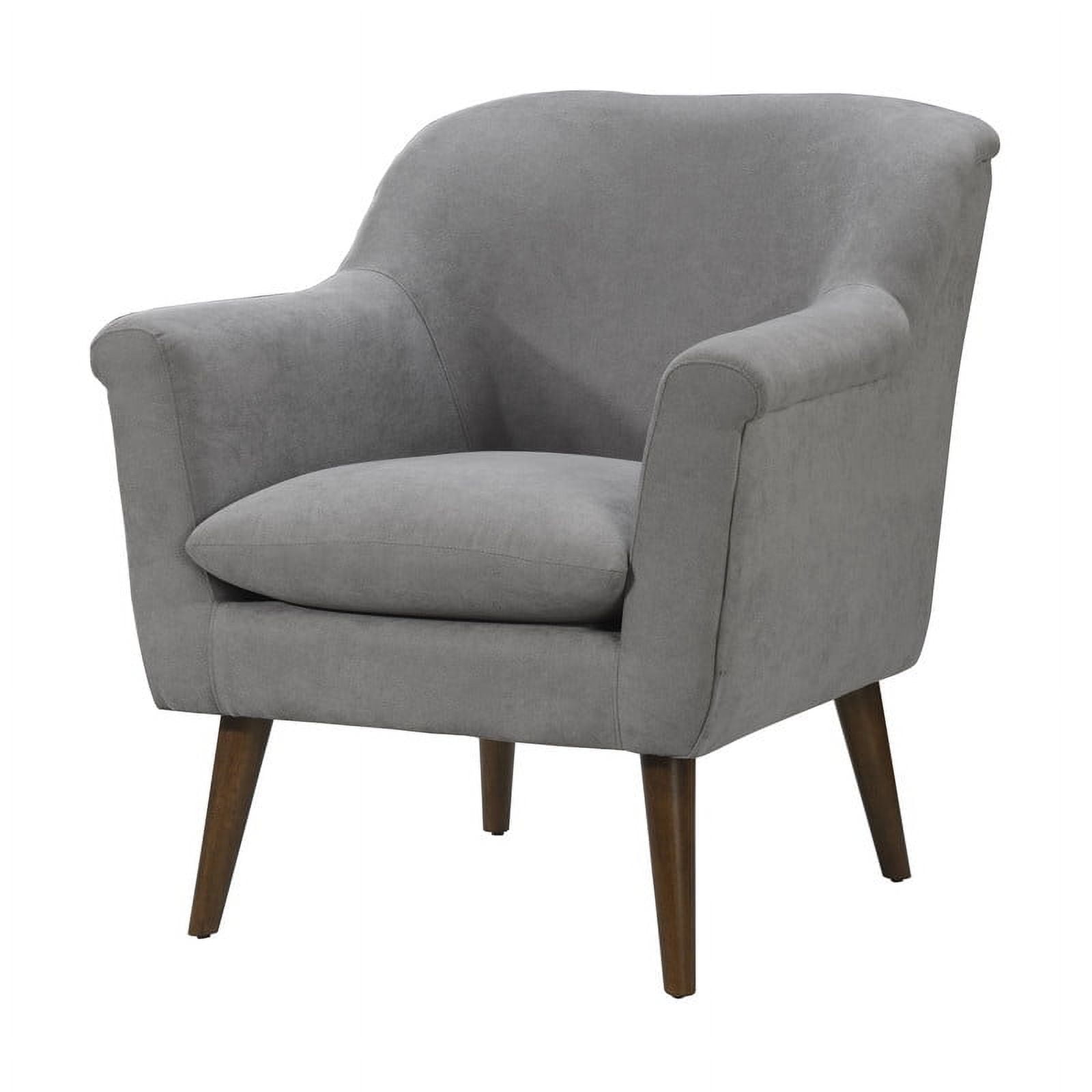 Steel Gray Woven Fabric Armchair with Walnut Legs