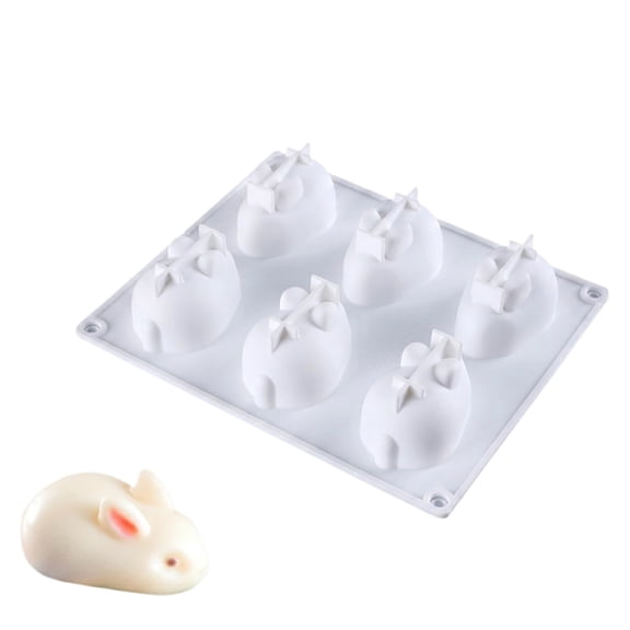 Cthrlog 6-Cavity Bunny Silicone Mold for Pudding, Cake, Jelly & Mousse – Food-Grade 3D Rabbit Baking Tool for Home Bakers, Kids’ Parties & DIY Dessert Making