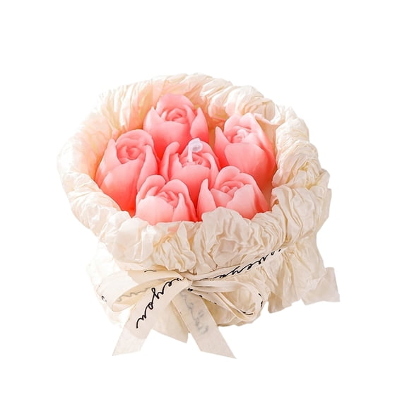 Cthrlog 6 Pink Tulip Candle Bouquet, Mother's Day Creative Candles, Handmade Rose Candle Gift Box, Romantic Candle Flowers for Special Occasions