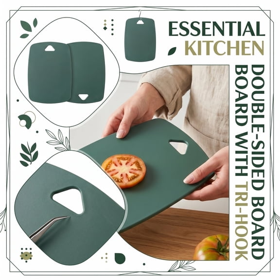 Cthrlog Cutting Board, Stainless Steel Cutting Board | Double-Sided Chopping Board for Kitchen | Dishwasher Safe Work Surface for Meat, Vegetables, & Fruit | Ideal Gift Green