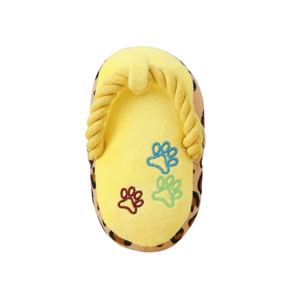 Cthrlog Dog Toy Slipper 1pcs Squeaky Chew Plush Stuffed Flip Flops Shoes Rope Interactive Puppy Pet Gift Relieve Anxiety Yellow