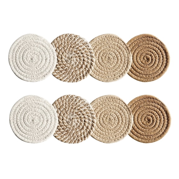 Cthrlog Drink Coasters Woven Cotton Coasters Coffee Table Decor Set Protect Surfaces from Water Rings for Home Office Kitchen Bar Use Natural Linen Weave Design A