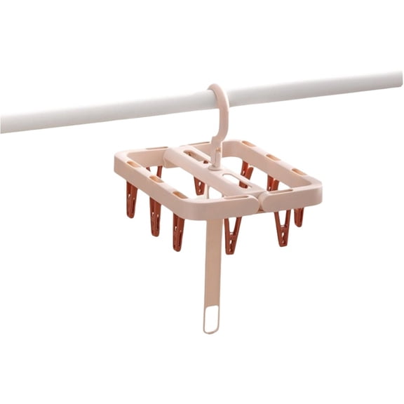 Cthrlog Foldable Clothes Drying Rack with Clips Multifunctional Underwear Hanger for Student Dormitory Balcony Home Use Pink Lightweight Portable Indoor Outdoor Drying Stand
