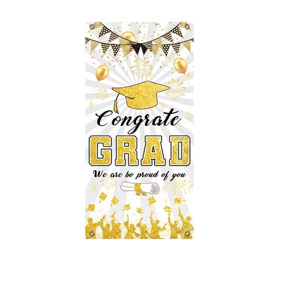 Cthrlog Graduation Door Flag Hanging Banner for Graduation Party Decor – Congratulations Graduates Design with Cap Graphic, Easy-Hang Festive Decoration for Classrooms, Homes & Grad Ceremonies