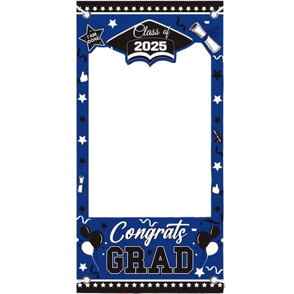 Cthrlog Graduation Photo Frame Background Cloth 2026 Graduation Decorations Party Backdrop for College High School Graduation Gifts Portrait Photography Props Blue White Design