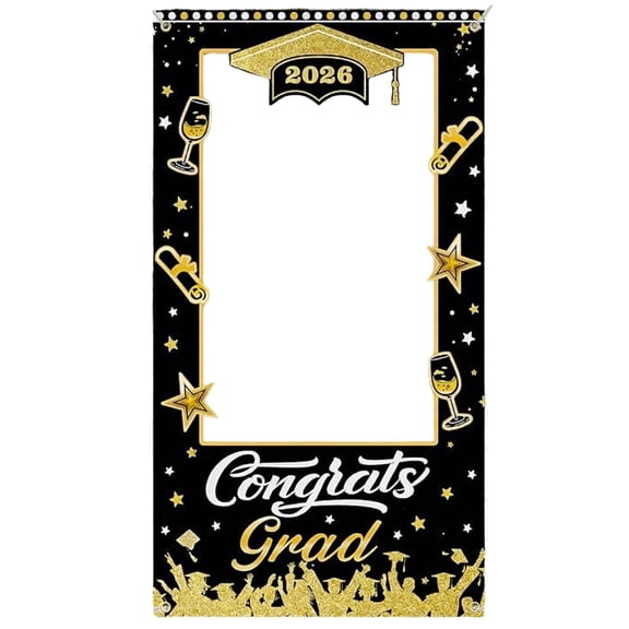 Cthrlog Graduation Photo Frame Background Cloth 2026 Graduation Decorations Party Backdrop for Senior Celebration Graduation Gifts Birthday Event Photography Props Large Hollow Out Design