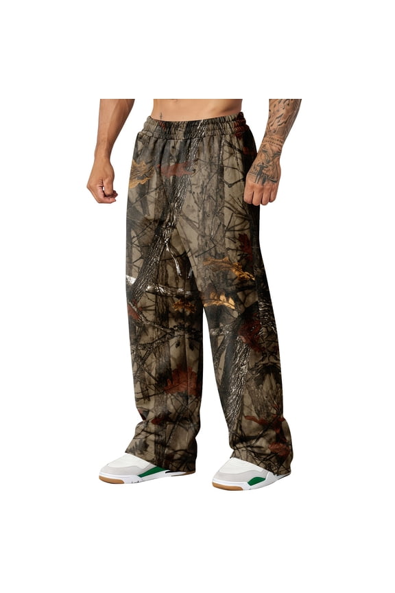 Cthrlog Mens Sweatpants Casual Camo Print Streetwear Sweatpants Athletic Elastic Waist Wide Leg Pants Lounge with Pockets Camouflage 007