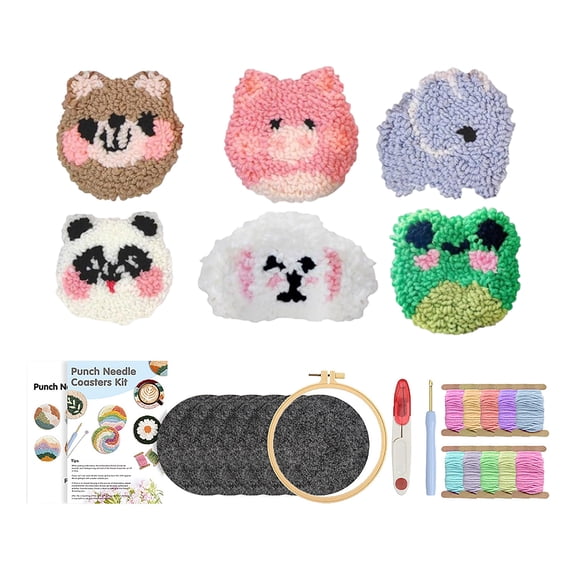 Cthrlog Mushroom Embroidered Coasters Set for Home Coffee Table Decor Drink Coasters Woven Cotton Coasters Craft Kit DIY Project Gift for Adults and Kids Kitchen Decoration