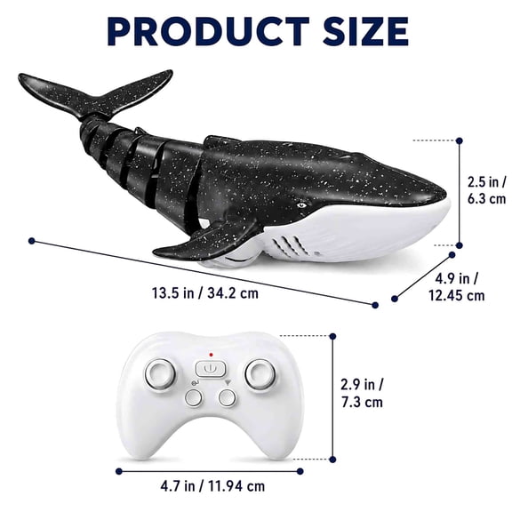 Cthrlog Remote Control Whale Shark Toy 1:18 Scale Electric RC Shark with Light and Spray Water Function for Kids Boys Pool Play Outdoor Fun 4-9 Years Old Blue