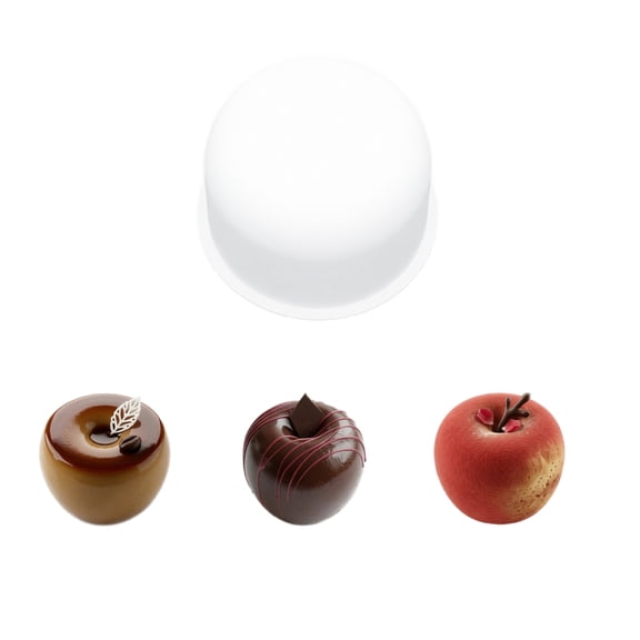 Cthrlog Single Cavity 4 Inch Apple Shaped Silicone Cake Mold Baking Tool for Home Kitchen DIY Dessert Making Nonstick Flexible Food Grade Mold White