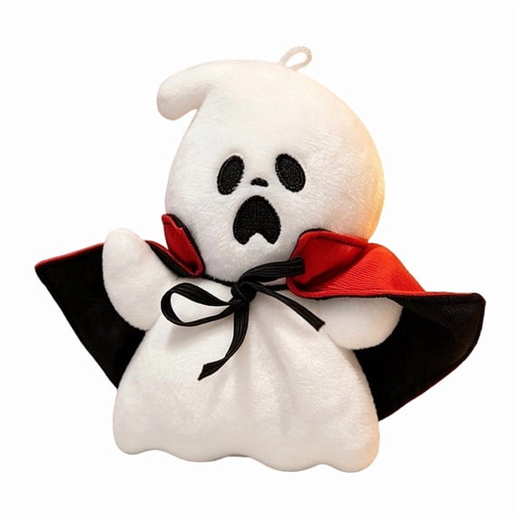 Cthrlog Stuffed Animal Plushies Bedtime Soft Plush Toy Cute Weighted Ghost Doll with Black Cape Red Bow Tie Halloween Decoration Kids Party Favor Gifts