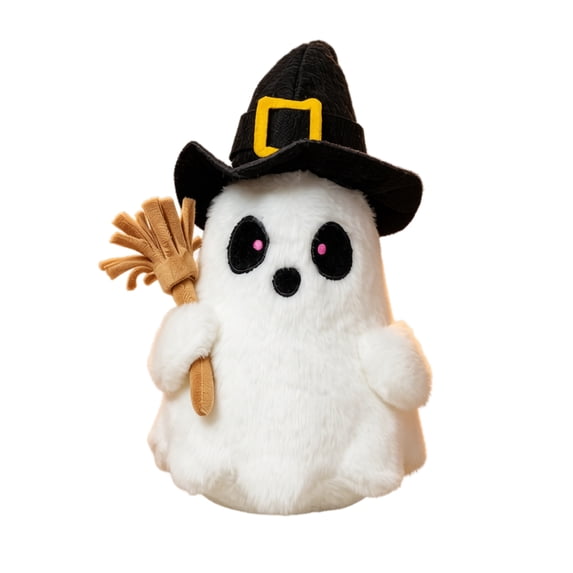 Cthrlog Stuffed Animal Plushies Bedtime Soft Plush Toy Weighted Stuffed Animals Cute Ghost Doll with Witch Hat Halloween Decoration Seasonal Gift for Kids