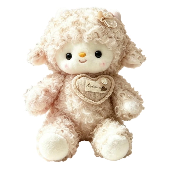Cthrlog Stuffed Animal Plushies, Bedtime Soft Plush Toy Weighted Stuffed Animals Cute Gifts, Curly Lamb with Heart Detail for Kids Girlfriend Valentine's Day