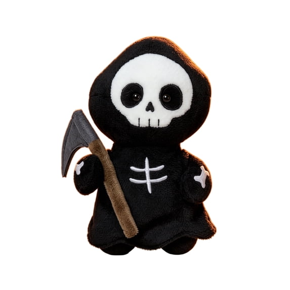 Cthrlog Stuffed Animal Plushies, Cute Bedtime Soft Plush Toy Weighted Stuffed Animals with Scythe, Gothic Halloween Decor Gifts for Kids Teens