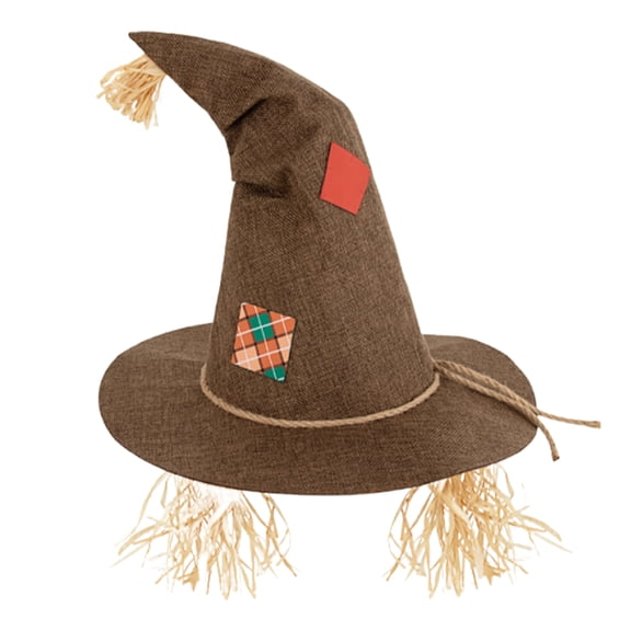 Cthrlog Summerween Halloween Carnival Straw Witch Hat for Kids Adults Costume Party Decoration Felt Pointed Hat with Tassels Magic Theme Accessory