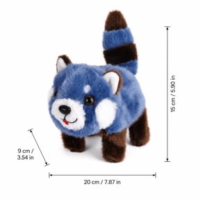 Cthrlog Walking Panda Raccoon Pet Interactive Crawling Electronic Plush Toy with Twitch Nose Wagging Tail Animated for Toddlers Kids Birthday Gift Soft Stuffed Animal Toy Blue