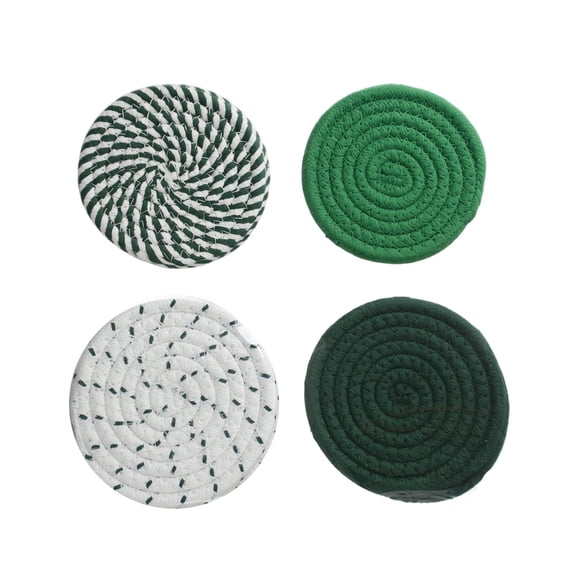 Cthrlog Woven Cotton Coasters Drink Coasters Coffee Table Decor Non-Slip Protective Mats for Home Kitchen Living Room Party Use Lightweight Durable Design Easy to Clean Black