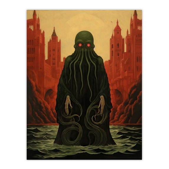 Cthulhu Awakens H.P. Lovecraft Mythos Arkham Horror Yog-Sothoth Artwork Painting Large Wall Art Poster Print Thick Paper 18X24 Inch
