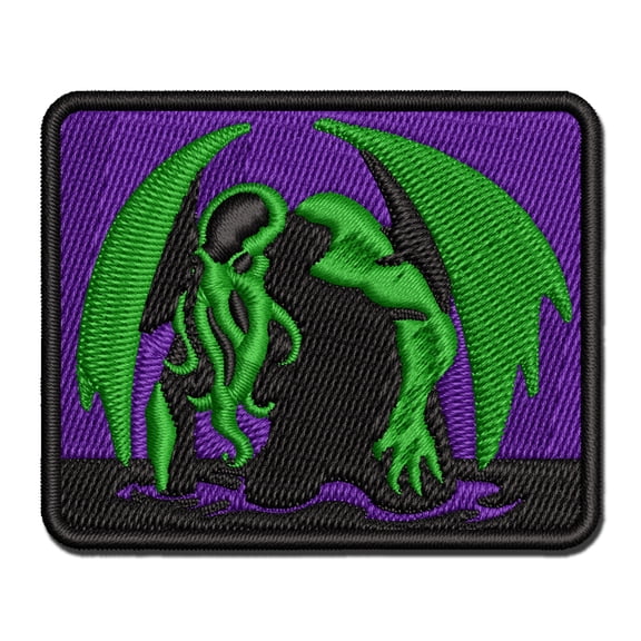 Cthulhu Eldritch Horror Rising From the Ocean Applique Multi-Color Embroidered Hook & Loop Patch - 2.0 Inch Mini