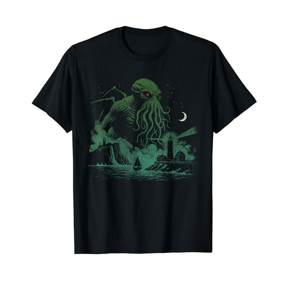 Cthulhu Has Risen, Dark Cthulhu Illustration T-Shirt