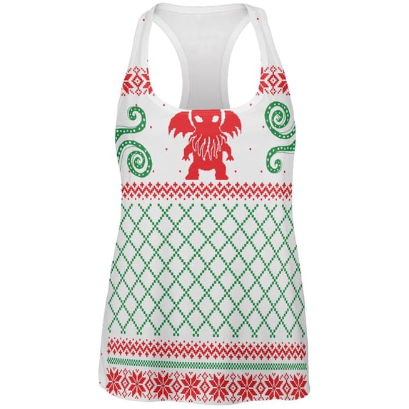Cthulhu Lovecraft Dimensions Ugly Christmas Sweater All Over Womens Work Out Tank Top Multi 2XL