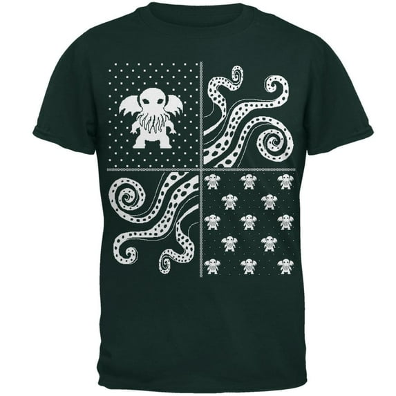 Cthulhu Lovecraft Dimensions Ugly XMAS Sweater Forest Youth T-Shirt - Youth X-Large
