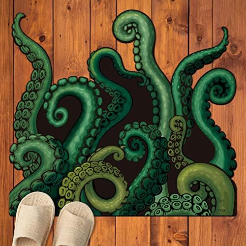 Cthulhu Tentacles Bath Mat Microfiber Water Absorbent Octopus Rug Anti-Slip Backing 27.5"x23.6" - Unique Gift & Decor for Tabletop RPG Gamers, HP Lovecraft Fans and Nautical Enthusiasts