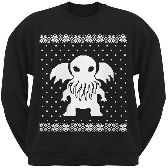 Cthulhu Ugly Lovecraft Christmas Sweater Black Adult Sweatshirt