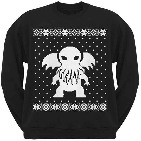 Cthulhu Ugly Lovecraft Christmas Sweater Black Adult Sweatshirt