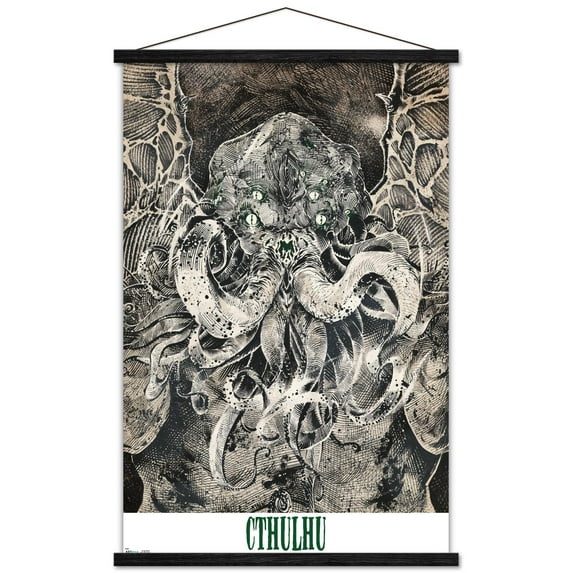 Cthulhu Wall Poster with Wooden Magnetic Frame, 22.375" x 34"