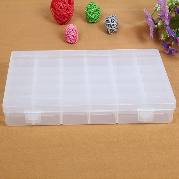 Ctnporpo 36 Grids Clear Plastic Organizer Box Storage Container Jewelry Box with Adjustable Dividers for Beads Art DIY Storage Shelves Closet Organizers