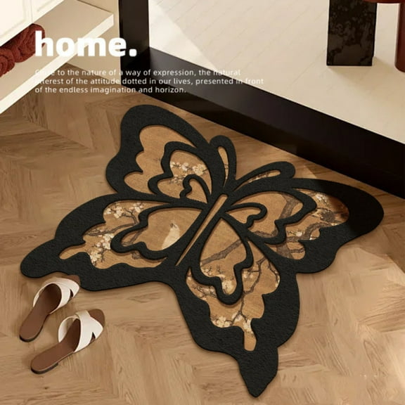 Ctnporpo 3D Rugs Optical Butterfly 3D Area Carpet Soft Shag Mud Floor Mat Quick Drying Non Slip Washable for Bathroom Shower Tub Toilet Entry Way 3D Butterfly Rug Quick - Dry Mat