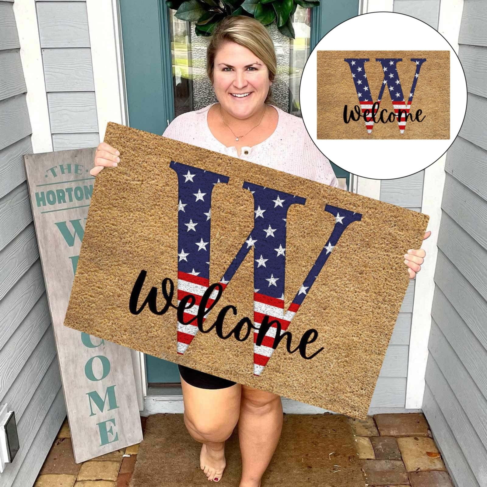 Ctnporpo 4th of July Door Mat Patriotic Doormat Entryway Rug Welcome ...