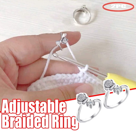 Ctnporpo Adjustable Knitting Loop Crochet Loop Knitting Accessories Knitting Ring 2PC DIY Knitting Crochet Hook Set