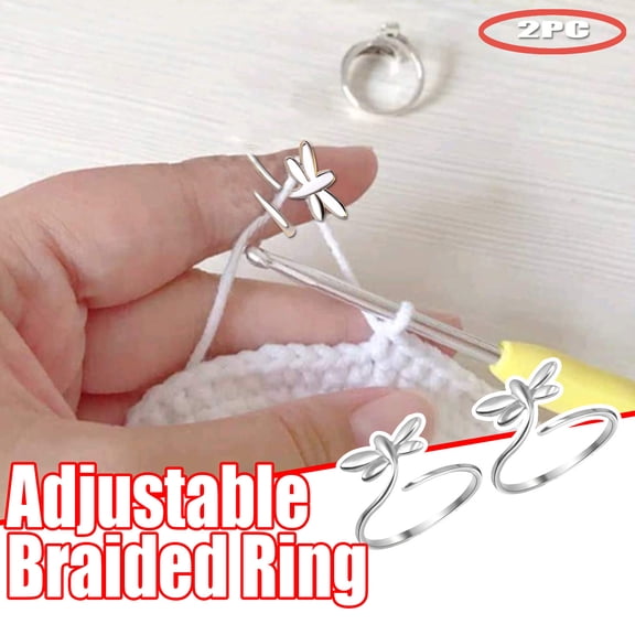 Ctnporpo Adjustable Knitting Loop Crochet Loop Knitting Accessories Knitting Ring 2PC DIY Knitting Crochet Hook Set