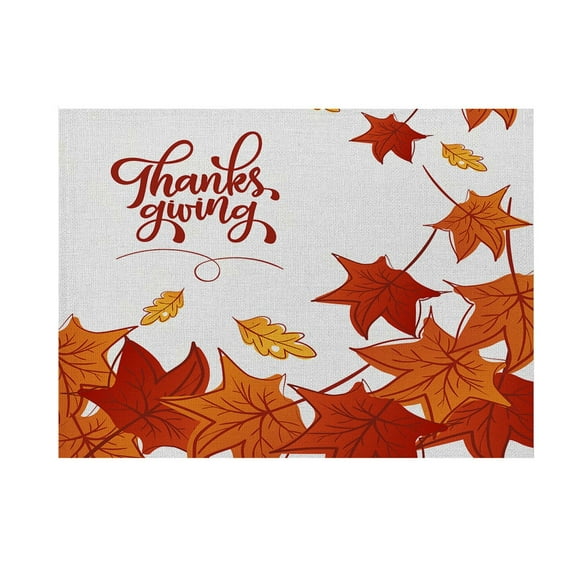 Ctnporpo Antependium Thanksgiving Pumpkin Turkey Maple Leaf Placemats Autumn Table Decoration Cotton Tablecloth Waterproof Tablecloth