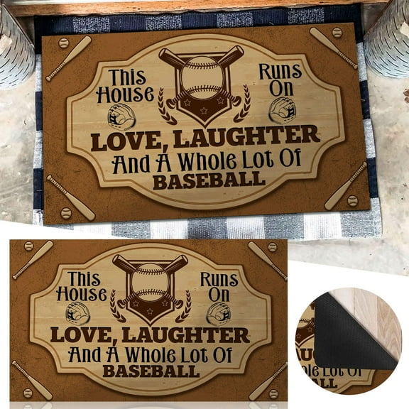 Ctnporpo Baseball Doormat High Wear Doormat for Baseball Players Anti Slip Absorbent Floor Mat Suitable for Indoor and Outdoor Use Area Rug Carpet