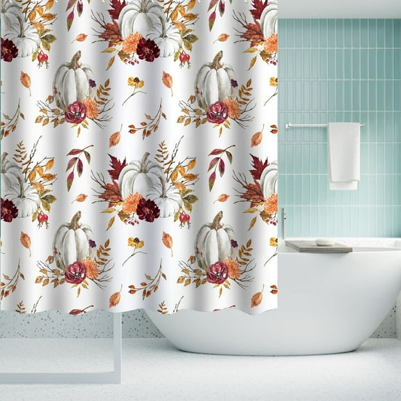 Ctnporpo Bathroom Curtain Polyester Shower Curtain Set Printing Shower Curtain Bathroom Autumn Thanksgiving Pumpkin Bathroom。 Shower Curtain Shower Curtain Liner