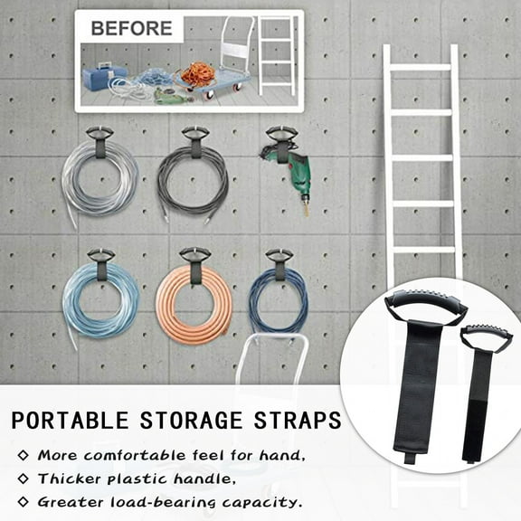 Ctnporpo Carrying with Hand le Cord and – Organizer Hanger Straps and Strap Storage Heavy-Duty Hook Loop (1-Pack) Housekeeping & Organizers Storage Shelves Closet Organizers