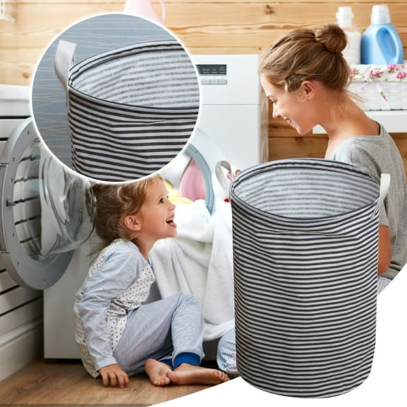 Ctnporpo Cotton/linen Canvas Foldable Opening Medium Fabric Laundry Basket Holding and Arranging Laundry Bucket 35*45CM Laundry Basket Wheeled Laundry Basket