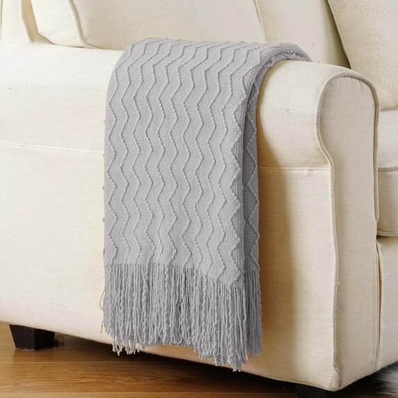 Ctnporpo Couch Blanket Knitted Decorative Throw Blanket for Couch Sofa Chair Bed，Soft Warm Cozy Light Weight for Spring Summer Blue