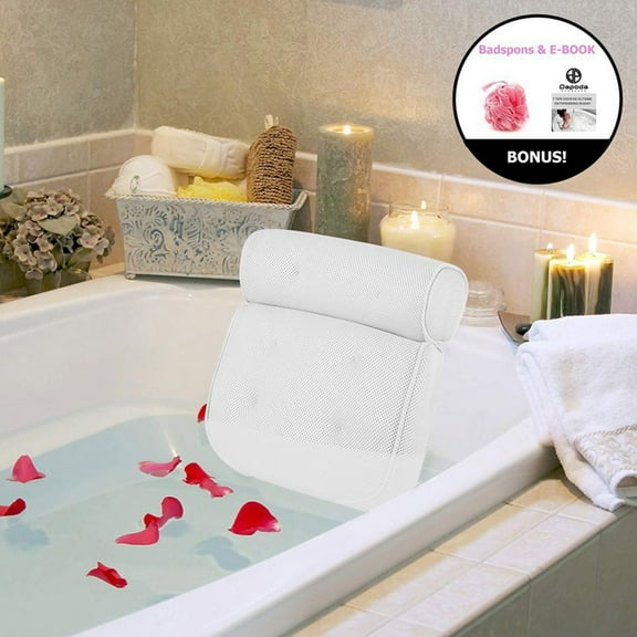 Ctnporpo & Cup Neck Suction Bath Back Massage with Rest Home Cushion Tub White Spa Bathroom Products Bath Towels Bath Mats