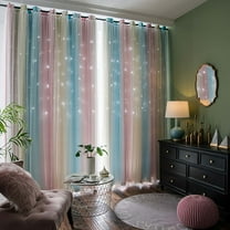 Ctnporpo Curtains Star Curtains Curtains for Kids Girls Bedroom Living Room Colorful Double Layer Star Window Curtains 1 Panel Blackout Curtain Sheer Curtain